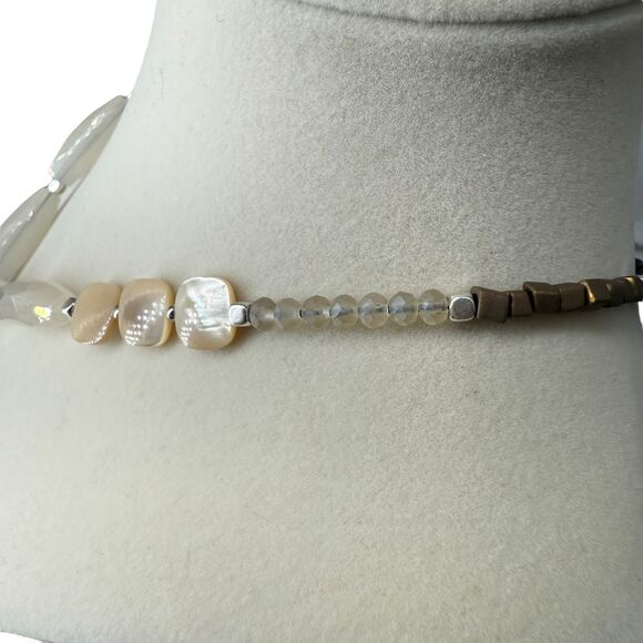 J. Jill Stone Necklace Faceted Agate Pendant Tassel Long Multi Beaded Adjustable - Picture 9 of 14